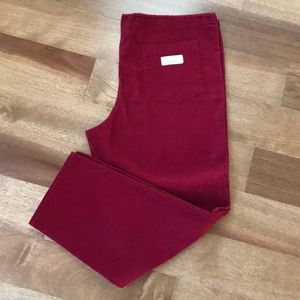 Corduroy pants, burgundy, drawstring waist, Sz XL